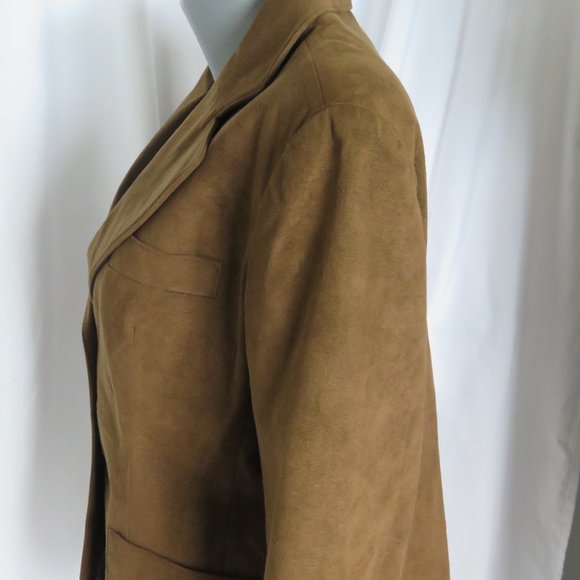 Vintage Ladies Toffee Brown Faux Suede Jacket XS - Picture 4 of 8